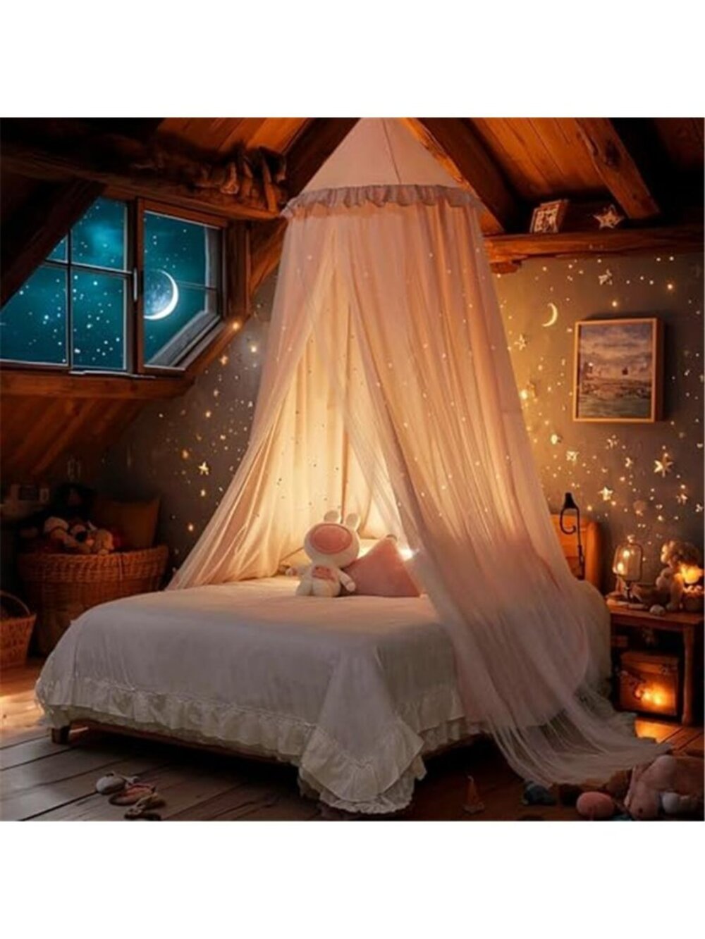 Princess Bed Canopy Double Layer Canopy Fits Twin/Full Bed